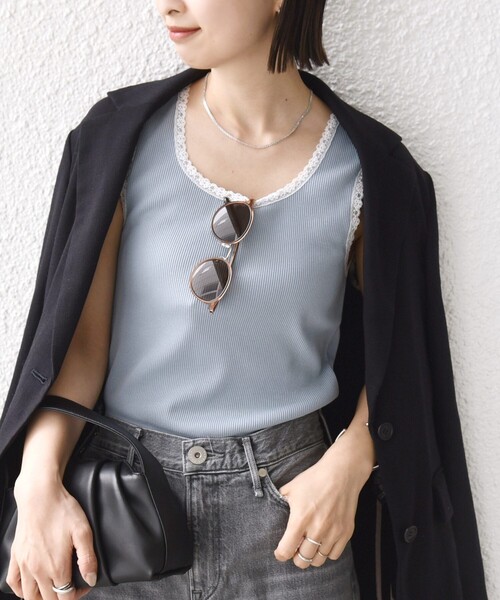 SHIPS(シップス)の「〈手洗い可能〉レース トリミング 2WAY タンクトップ(タンクトップ・レディース・オリーブ/サックスブルー/ホワイト・ONE SIZE)」の21枚目の写真