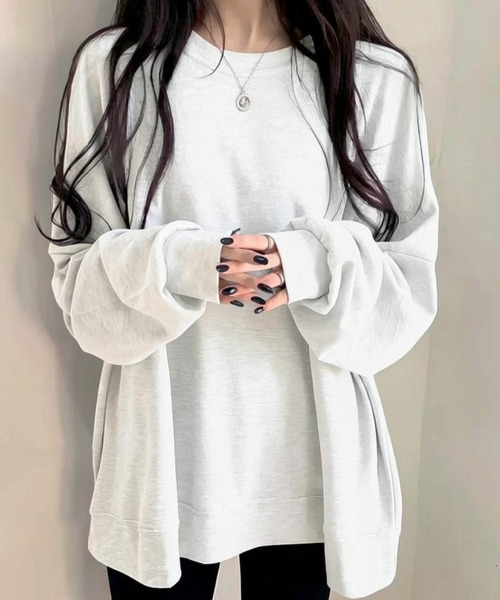 VIVID LADY(ビビッドレディー)の「スウェット チュニック トップス(スウェット・レディース・パープル/ベージュ/ピンク/マスタード/ブルー/グレー/ライトグレー/ホワイト/ワイン/ブラック/チャコールグレー/ライトブルー・FREE)」の4枚目の写真