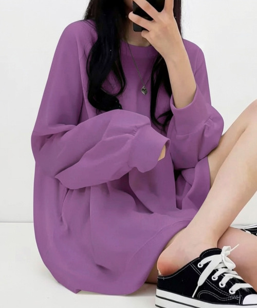 VIVID LADY(ビビッドレディー)の「スウェット チュニック トップス(スウェット・レディース・パープル/ベージュ/ピンク/マスタード/ブルー/グレー/ライトグレー/ホワイト/ワイン/ブラック/チャコールグレー/ライトブルー・FREE)」の19枚目の写真