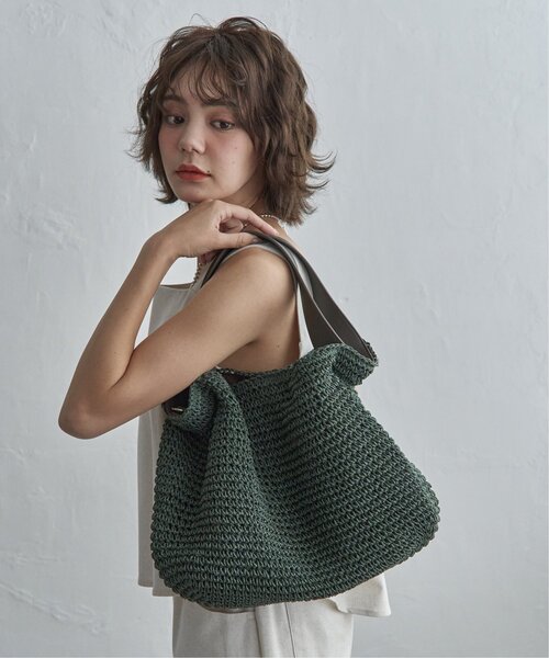 notch.(ノッチ)の「COOCO A4ペーパー2WAYバッグ(かごバッグ・レディース・ブラック/グリーン/キャメル・ONESIZE)」の1枚目の写真