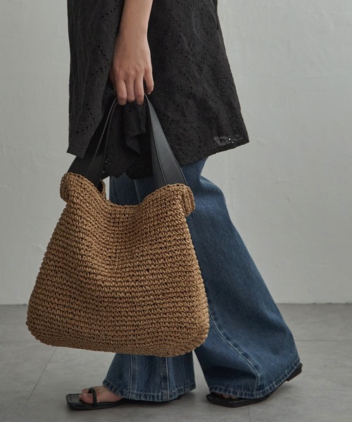 notch.(ノッチ)の「COOCO A4ペーパー2WAYバッグ(かごバッグ・レディース・ブラック/グリーン/キャメル・ONESIZE)」の3枚目の写真