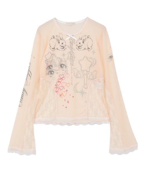 Candy Stripper(キャンディストリッパー)の「MAGICAL GIRL TATTOO LACE トップス(Tシャツ/カットソー・レディース・オフホワイト/ブラック/ベージュ・FREE)」の3枚目の写真