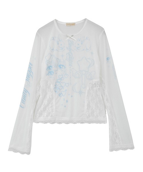 Candy Stripper(キャンディストリッパー)の「MAGICAL GIRL TATTOO LACE トップス(Tシャツ/カットソー・レディース・オフホワイト/ブラック/ベージュ・FREE)」の2枚目の写真
