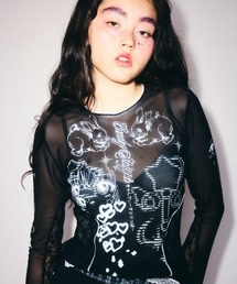 Candy Stripper（キャンディストリッパー）の「MAGICAL GIRL TATTOO LACE トップス（Tシャツ/カットソー）」