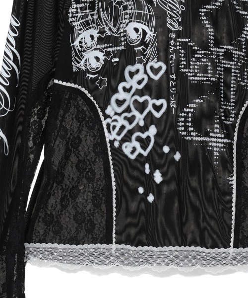 Candy Stripper(キャンディストリッパー)の「MAGICAL GIRL TATTOO LACE トップス(Tシャツ/カットソー・レディース・オフホワイト/ブラック/ベージュ・FREE)」の8枚目の写真