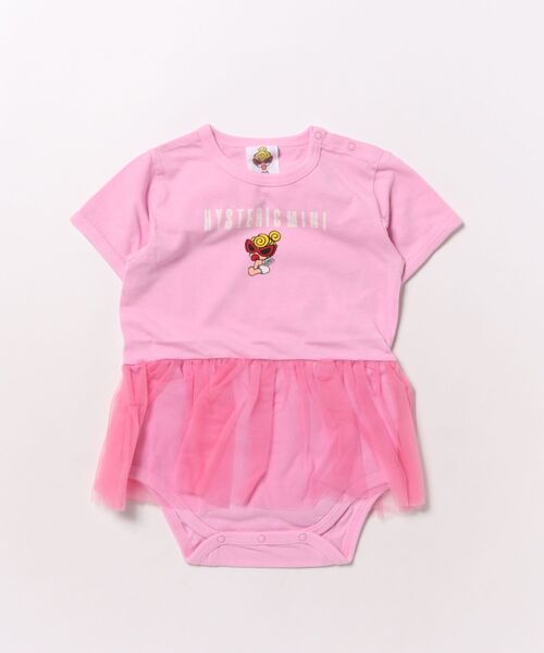 HYSTERIC MINI（ヒステリックミニ）の「ANGEL MINI 羽付き チュールロンパース（ロンパース・キッズ・ブラック/ベビーピンク・80/70）」の2枚目の写真