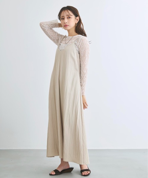 COHINA（コヒナ）の「レイヤードデザインキャミワンピース 【低身長・小柄女性】（ワンピース・レディース・ブラック/グリーン/ベージュ・SHORT/REGULAR）」の2枚目の写真