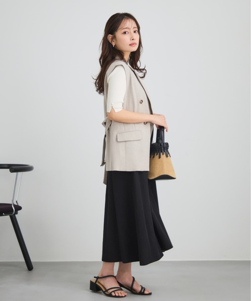 COHINA（コヒナ）の「レイヤードデザインキャミワンピース 【低身長・小柄女性】（ワンピース・レディース・ブラック/グリーン/ベージュ・SHORT/REGULAR）」の4枚目の写真