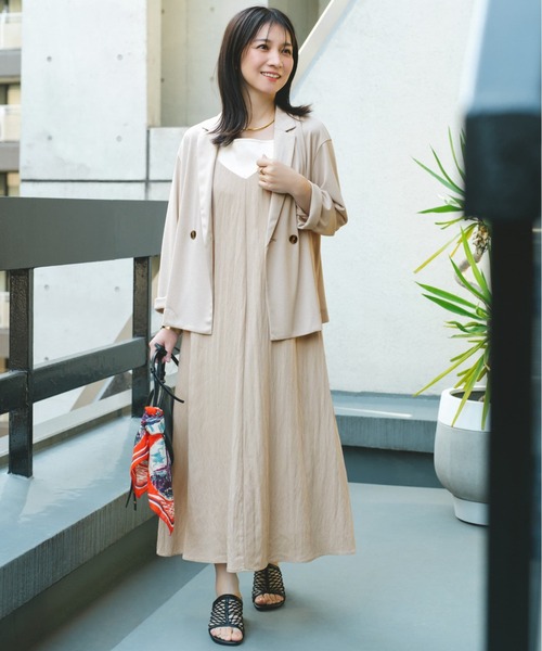 COHINA（コヒナ）の「レイヤードデザインキャミワンピース 【低身長・小柄女性】（ワンピース・レディース・ブラック/グリーン/ベージュ・SHORT/REGULAR）」の10枚目の写真