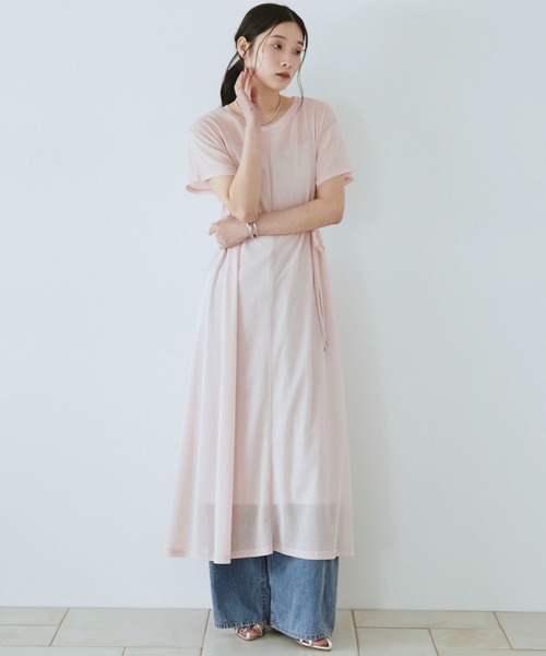 Doux archives(ドゥアルシーヴ)の「シアーカットソーワンピース(Tシャツ/カットソー・レディース・ピンク/ブラック/ブラウン・FREE)」の3枚目の写真