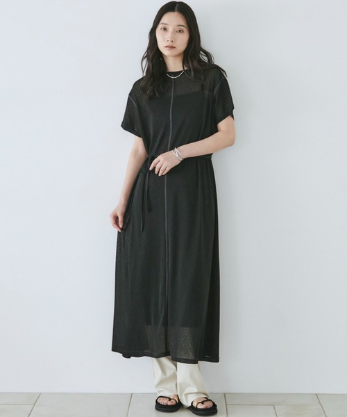 Doux archives(ドゥアルシーヴ)の「シアーカットソーワンピース(Tシャツ/カットソー・レディース・ピンク/ブラック/ブラウン・FREE)」の10枚目の写真