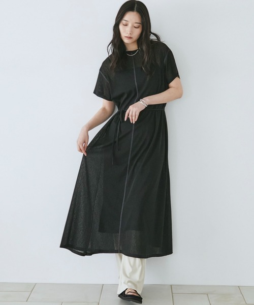 Doux archives(ドゥアルシーヴ)の「シアーカットソーワンピース(Tシャツ/カットソー・レディース・ピンク/ブラック/ブラウン・FREE)」の11枚目の写真
