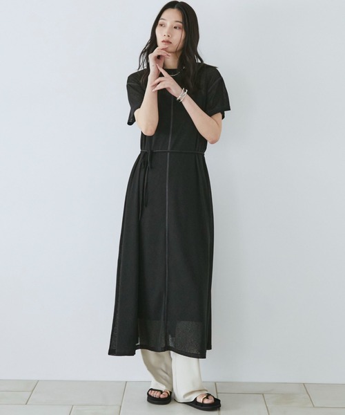 Doux archives(ドゥアルシーヴ)の「シアーカットソーワンピース(Tシャツ/カットソー・レディース・ピンク/ブラック/ブラウン・FREE)」の15枚目の写真