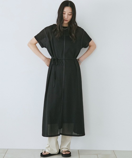 Doux archives(ドゥアルシーヴ)の「シアーカットソーワンピース(Tシャツ/カットソー・レディース・ピンク/ブラック/ブラウン・FREE)」の8枚目の写真