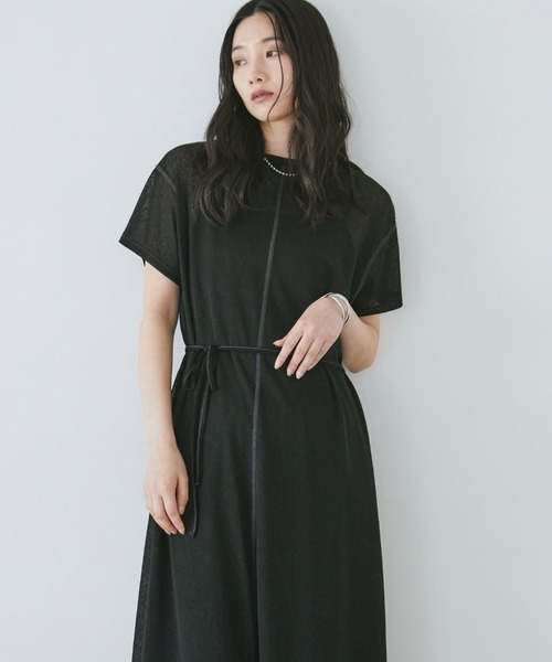 Doux archives(ドゥアルシーヴ)の「シアーカットソーワンピース(Tシャツ/カットソー・レディース・ピンク/ブラック/ブラウン・FREE)」の17枚目の写真