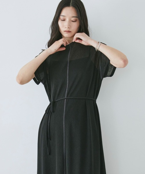 Doux archives(ドゥアルシーヴ)の「シアーカットソーワンピース(Tシャツ/カットソー・レディース・ピンク/ブラック/ブラウン・FREE)」の16枚目の写真