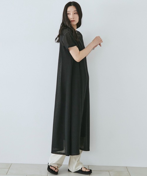 Doux archives(ドゥアルシーヴ)の「シアーカットソーワンピース(Tシャツ/カットソー・レディース・ピンク/ブラック/ブラウン・FREE)」の7枚目の写真