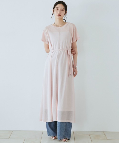 Doux archives(ドゥアルシーヴ)の「シアーカットソーワンピース(Tシャツ/カットソー・レディース・ピンク/ブラック/ブラウン・FREE)」の22枚目の写真