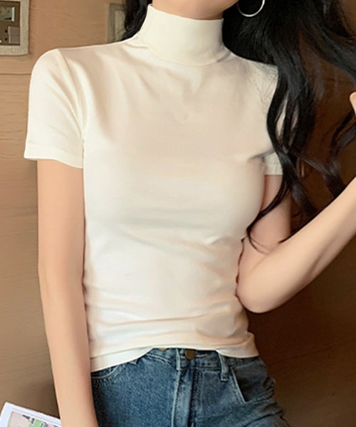 PRIVATE BEACH(プライベートビーチ)の「ハイネックTシャツ(Tシャツ/カットソー・レディース・ホワイト/ダークグレー/ブラック・FREE)」の19枚目の写真
