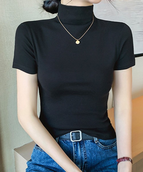 PRIVATE BEACH(プライベートビーチ)の「ハイネックTシャツ(Tシャツ/カットソー・レディース・ホワイト/ダークグレー/ブラック・FREE)」の12枚目の写真
