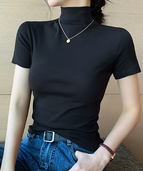 PRIVATE BEACH(プライベートビーチ)の「ハイネックTシャツ(Tシャツ/カットソー・レディース・ホワイト/ダークグレー/ブラック・FREE)」の13枚目の写真