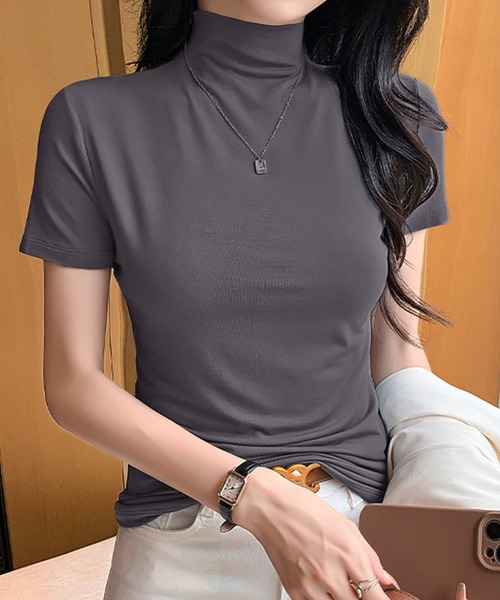 PRIVATE BEACH(プライベートビーチ)の「ハイネックTシャツ(Tシャツ/カットソー・レディース・ホワイト/ダークグレー/ブラック・FREE)」の15枚目の写真