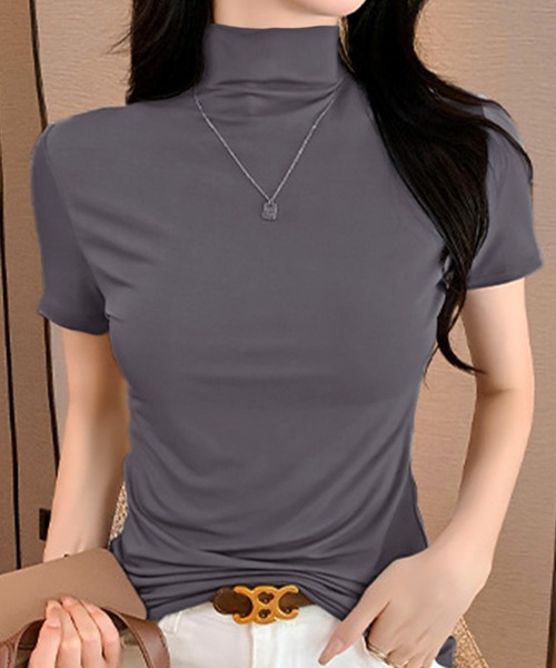 PRIVATE BEACH(プライベートビーチ)の「ハイネックTシャツ(Tシャツ/カットソー・レディース・ホワイト/ダークグレー/ブラック・FREE)」の16枚目の写真