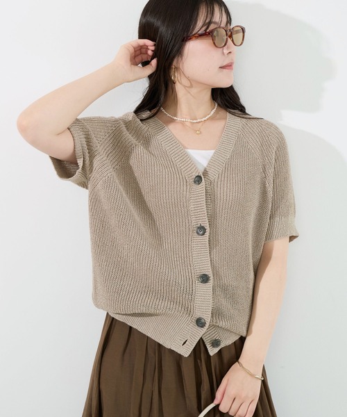 MICA&DEAL(マイカ&ディール)の「ペーパーヤーンニットカーディガン(ニット/セーター・レディース・オレンジ/グレイッシュベージュ/チャコールグレー/ブラウン・FREE)」の4枚目の写真