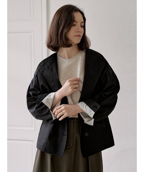 AVANT-G(アバン)の「Washed Cotton Oversized Jacket - BLACK(その他アウター・レディース・その他・FREE)」の2枚目の写真