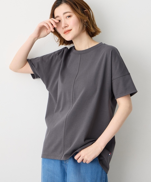 Petit Honfleur（プチオンフルール）の「袖切替チュニックプルオーバー【接触冷感・UVカット・日本製】（Tシャツ/カットソー・レディース・グレー/チャコールグレー/ブラック・M/L）」の3枚目の写真