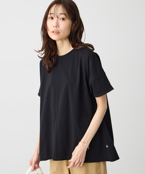 Petit Honfleur（プチオンフルール）の「袖切替チュニックプルオーバー【接触冷感・UVカット・日本製】（Tシャツ/カットソー・レディース・グレー/チャコールグレー/ブラック・M/L）」の2枚目の写真