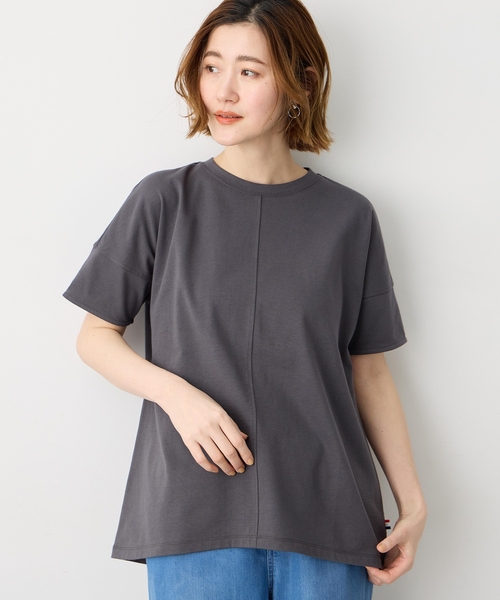Petit Honfleur（プチオンフルール）の「袖切替チュニックプルオーバー【接触冷感・UVカット・日本製】（Tシャツ/カットソー・レディース・グレー/チャコールグレー/ブラック・M/L）」の4枚目の写真