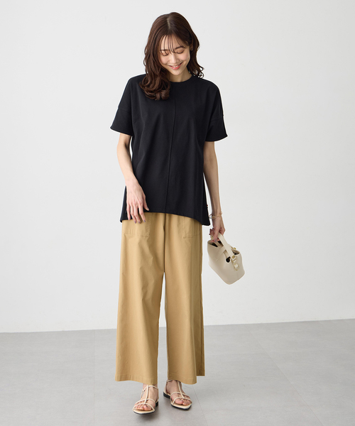 Petit Honfleur（プチオンフルール）の「袖切替チュニックプルオーバー【接触冷感・UVカット・日本製】（Tシャツ/カットソー・レディース・グレー/チャコールグレー/ブラック・M/L）」の20枚目の写真