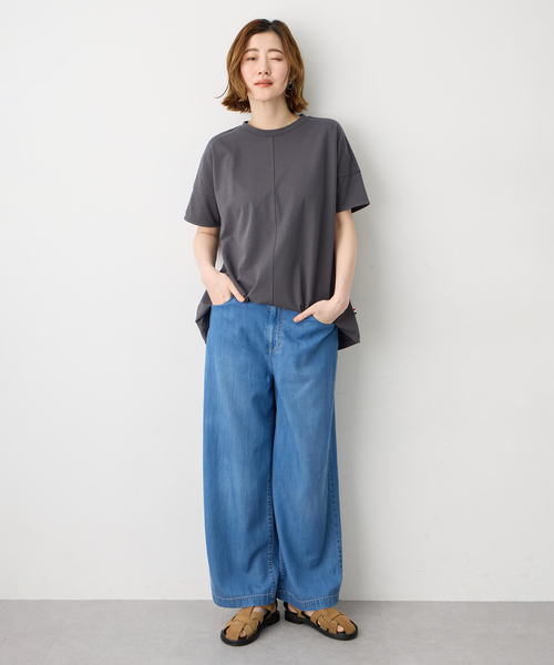 Petit Honfleur（プチオンフルール）の「袖切替チュニックプルオーバー【接触冷感・UVカット・日本製】（Tシャツ/カットソー・レディース・グレー/チャコールグレー/ブラック・M/L）」の19枚目の写真