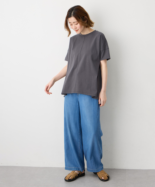 Petit Honfleur（プチオンフルール）の「袖切替チュニックプルオーバー【接触冷感・UVカット・日本製】（Tシャツ/カットソー・レディース・グレー/チャコールグレー/ブラック・M/L）」の18枚目の写真