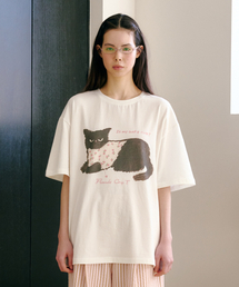 FUN FROM FUN（ファンフロムファン）の「Nero Cat Half Tee, White（Tシャツ/カットソー）」