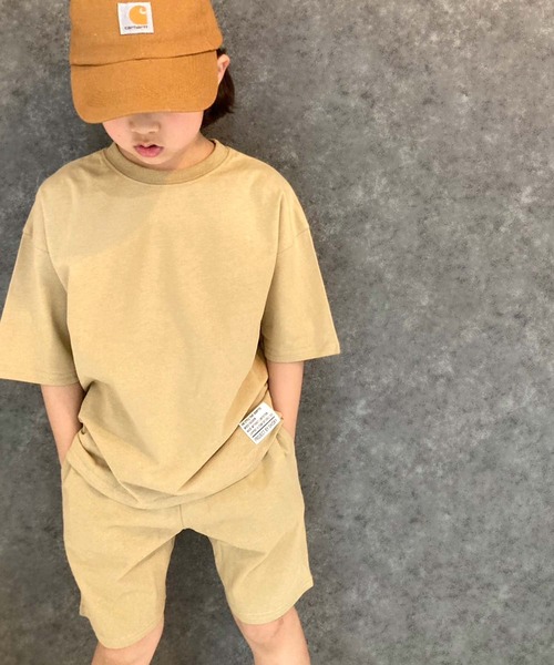 SHISKY（シスキー）の「ピスネーム付き無地半袖Tシャツ & ショートパンツ セットアップ(523-115)（セットアップ・キッズ・ネイビー/ミント/杢グレー/チャコールグレー/ダークグリーン/ベージュ/ブラック/オレンジ・110cm/120cm/150cm/140cm/130cm/160cm）」の4枚目の写真
