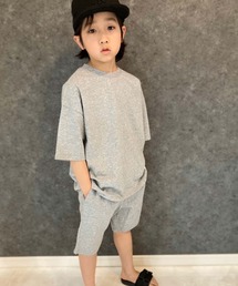 ピスネーム付き無地半袖Tシャツ & ショートパンツ セットアップ(523-115)