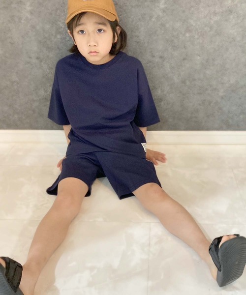 SHISKY（シスキー）の「ピスネーム付き無地半袖Tシャツ & ショートパンツ セットアップ(523-115)（セットアップ・キッズ・ネイビー/ミント/杢グレー/チャコールグレー/ダークグリーン/ベージュ/ブラック/オレンジ・110cm/120cm/150cm/140cm/130cm/160cm）」の7枚目の写真