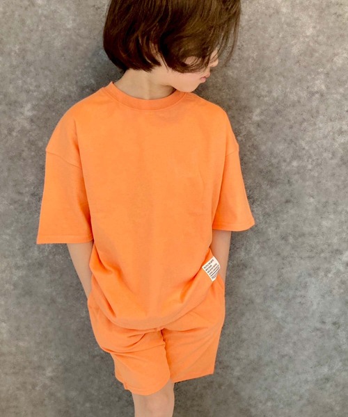 SHISKY（シスキー）の「ピスネーム付き無地半袖Tシャツ & ショートパンツ セットアップ(523-115)（セットアップ・キッズ・ネイビー/ミント/杢グレー/チャコールグレー/ダークグリーン/ベージュ/ブラック/オレンジ・110cm/120cm/150cm/140cm/130cm/160cm）」の8枚目の写真