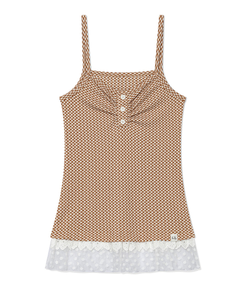 UGLY SHADOW(アグリーシャドウ)の「CHECKERED LACE SLEEVELESS(BROWN)(Tシャツ/カットソー・レディース・その他・FREE)」の4枚目の写真