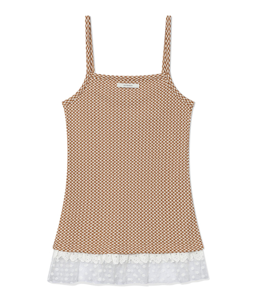 UGLY SHADOW(アグリーシャドウ)の「CHECKERED LACE SLEEVELESS(BROWN)(Tシャツ/カットソー・レディース・その他・FREE)」の5枚目の写真