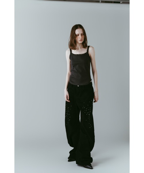 Knuth Marf(クヌースマーフ)の「studded draped denim pants(unisex)(デニムパンツ・レディース・ブラック/ブルー・SMALL/MEDIUM/X-SMALL)」の6枚目の写真