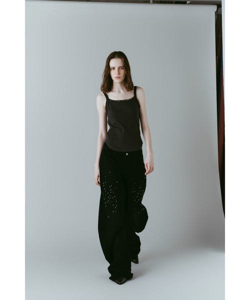 Knuth Marf(クヌースマーフ)の「studded draped denim pants(unisex)(デニムパンツ・レディース・ブラック/ブルー・SMALL/MEDIUM/X-SMALL)」の5枚目の写真
