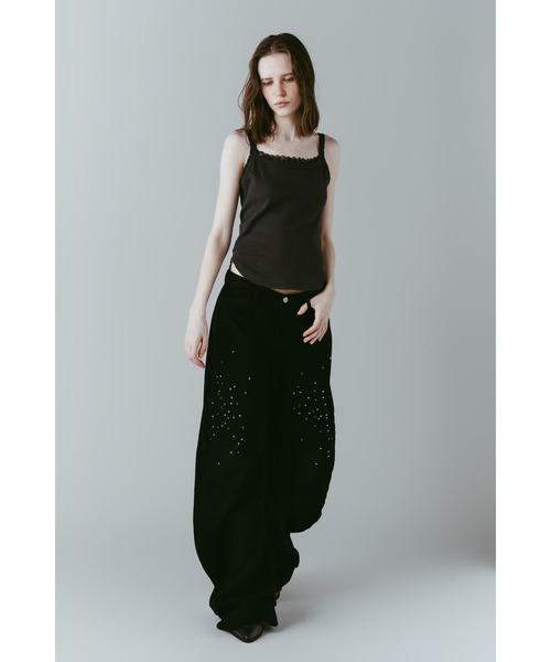Knuth Marf(クヌースマーフ)の「studded draped denim pants(unisex)(デニムパンツ・レディース・ブラック/ブルー・SMALL/MEDIUM/X-SMALL)」の4枚目の写真