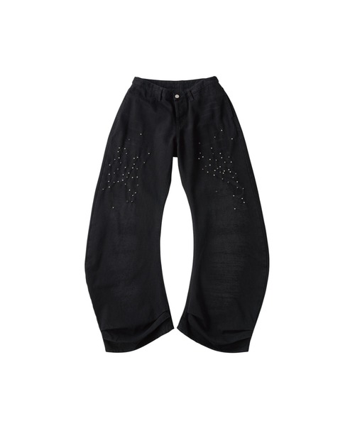 Knuth Marf(クヌースマーフ)の「studded draped denim pants(unisex)(デニムパンツ・レディース・ブラック/ブルー・SMALL/MEDIUM/X-SMALL)」の10枚目の写真