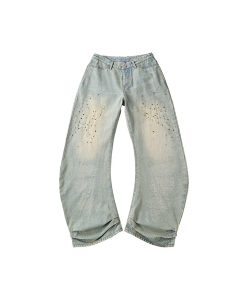 Knuth Marf(クヌースマーフ)の「studded draped denim pants(unisex)(デニムパンツ・レディース・ブラック/ブルー・SMALL/MEDIUM/X-SMALL)」の8枚目の写真