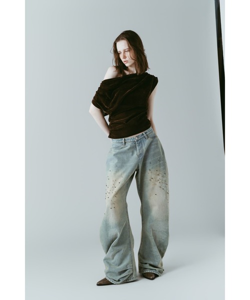 Knuth Marf(クヌースマーフ)の「studded draped denim pants(unisex)(デニムパンツ・レディース・ブラック/ブルー・SMALL/MEDIUM/X-SMALL)」の21枚目の写真