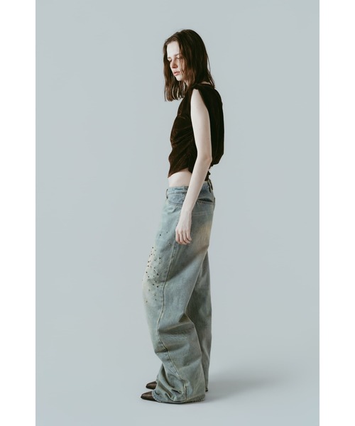 Knuth Marf(クヌースマーフ)の「studded draped denim pants(unisex)(デニムパンツ・レディース・ブラック/ブルー・SMALL/MEDIUM/X-SMALL)」の20枚目の写真