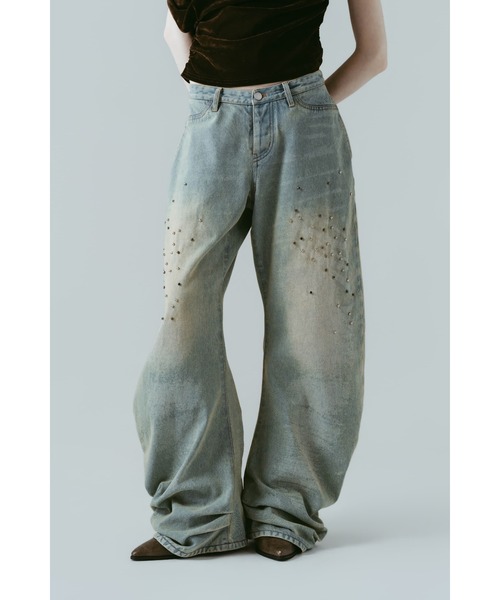 Knuth Marf(クヌースマーフ)の「studded draped denim pants(unisex)(デニムパンツ・レディース・ブラック/ブルー・SMALL/MEDIUM/X-SMALL)」の19枚目の写真